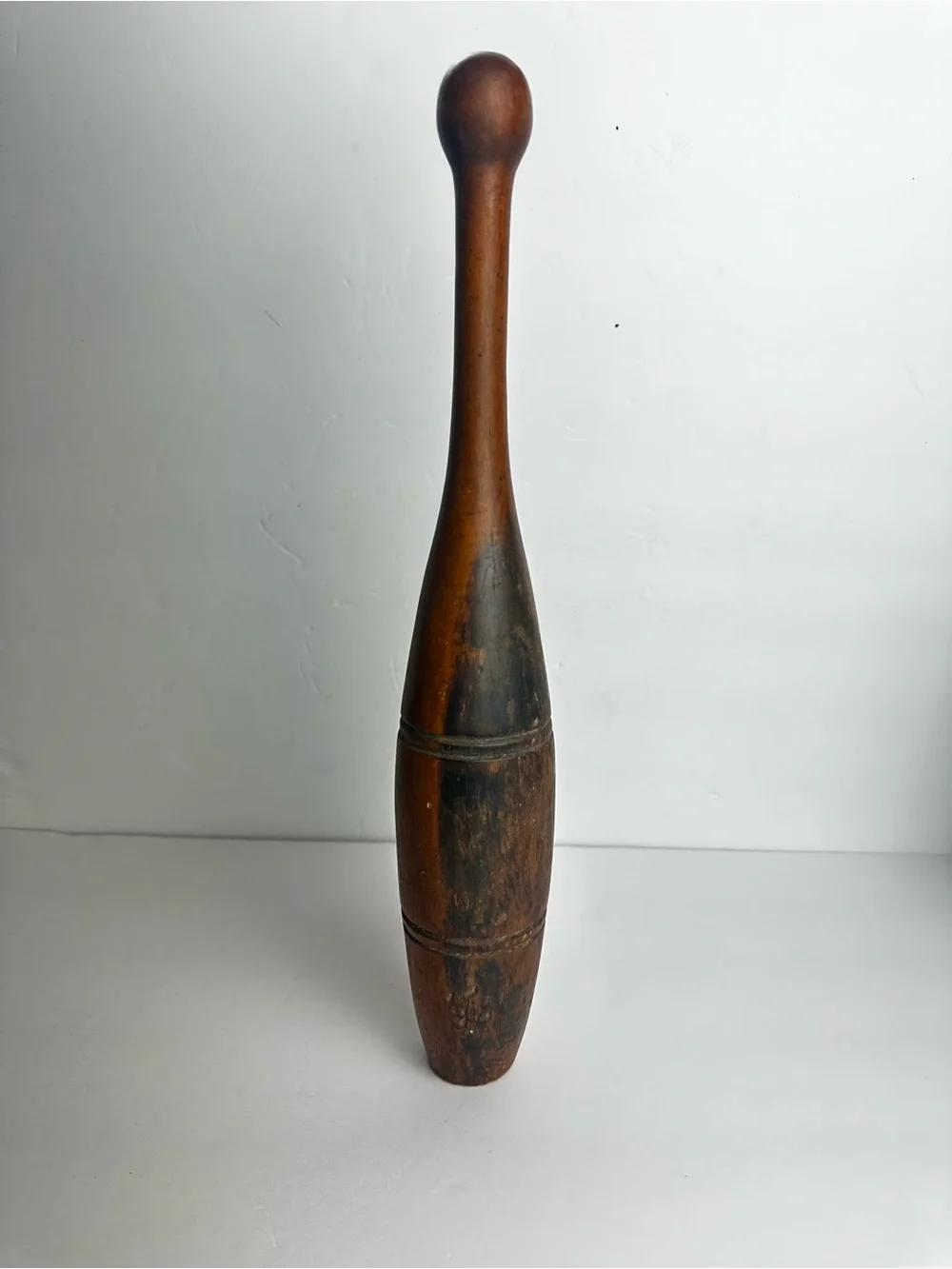 Vintage Wooden Juggling Pin Exercise Primitive Aged Brown Decor Antique